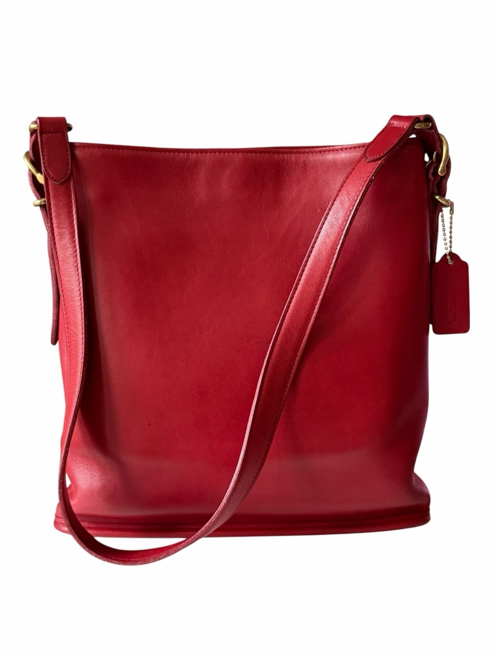 Vintage Coach 9806 Red Equestrian Slim Bucket Bag USA Leather Hangtag Dust Bag